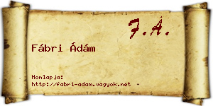 Fábri Ádám névjegykártya